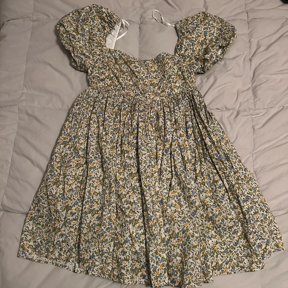 MARBLE Floral Puff Sleeve Kids Dress